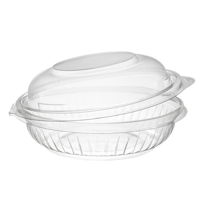 Plastic Hinged Salad Bowl PET "PresentaBowls" High Dome Lid 240ml (75 Units)  