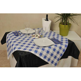 Pre-Cut Paper Tablecloth Blue Checkers 40g 1x1m (400 Units)  