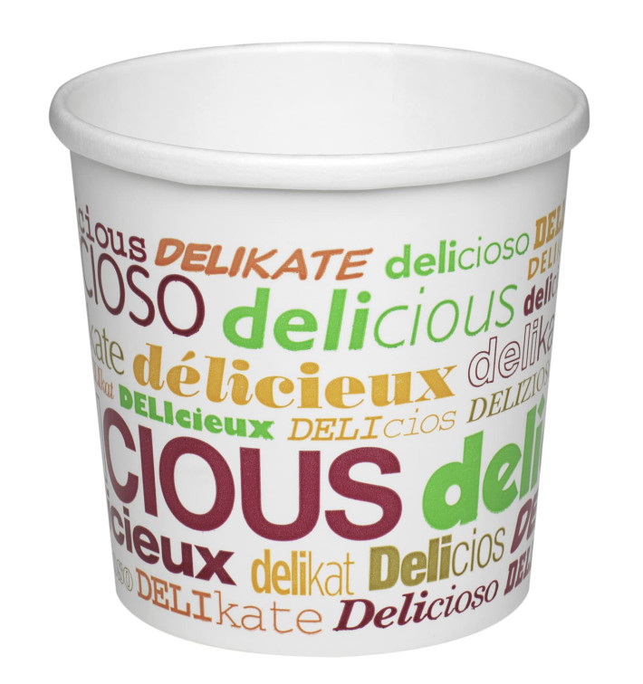 Paper Soup Bowl "Delicius" 12Oz/355ml Ø9,1cm (25 Units) 