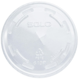 Plastic Lid with Straw Slot PET Crystal Flat Ø7,8cm (100 Units)  