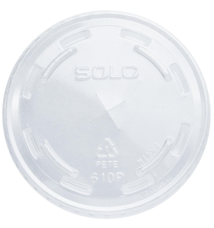 Plastic Lid with Straw Slot PET Crystal Flat Ø7,8cm (100 Units)  