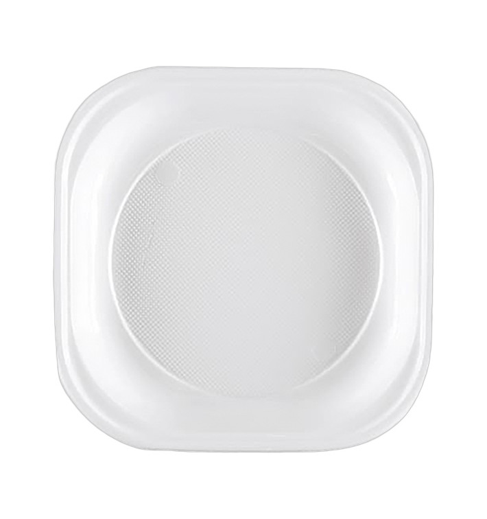 Plastic Plate PS PS Square shape White 20x20 cm (50 Units) 