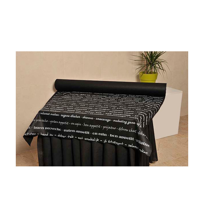 Novotex Tablecloth Roll Black "Buen Provecho" P40cm 1,2x50m  (1 Unit)