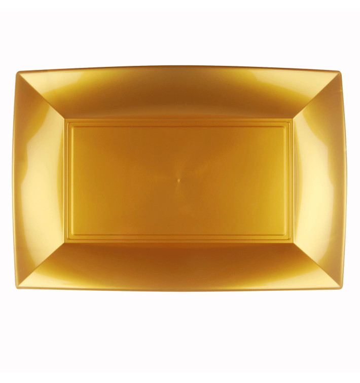 Plastic Tray Microwavable Gold "Nice" 34,5x23cm (6 Units) 