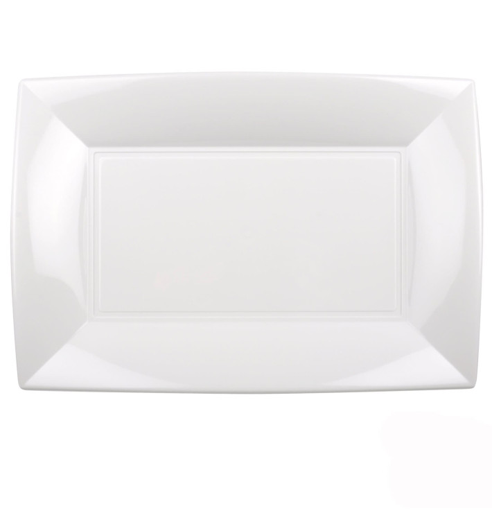 Plastic Tray Microwavable White "Nice" 34,5x23cm (60 Units)