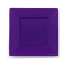 Plastic Plate Flat Square shape Lilac 23 cm (3 Units) 