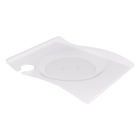 Plastic Plate with Glass Holder PS "Forma" Clear 22x18 cm (180 Units)