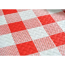 Pre-Cut Paper Tablecloth Red Checkers 40g 1x1m (400 Units)  