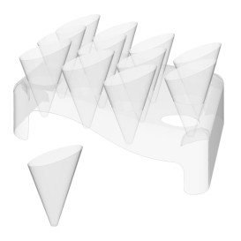 Plastic Serving Cones with Serving Cone Holder "Slice" 55ml 18x26cm (4 Kits)