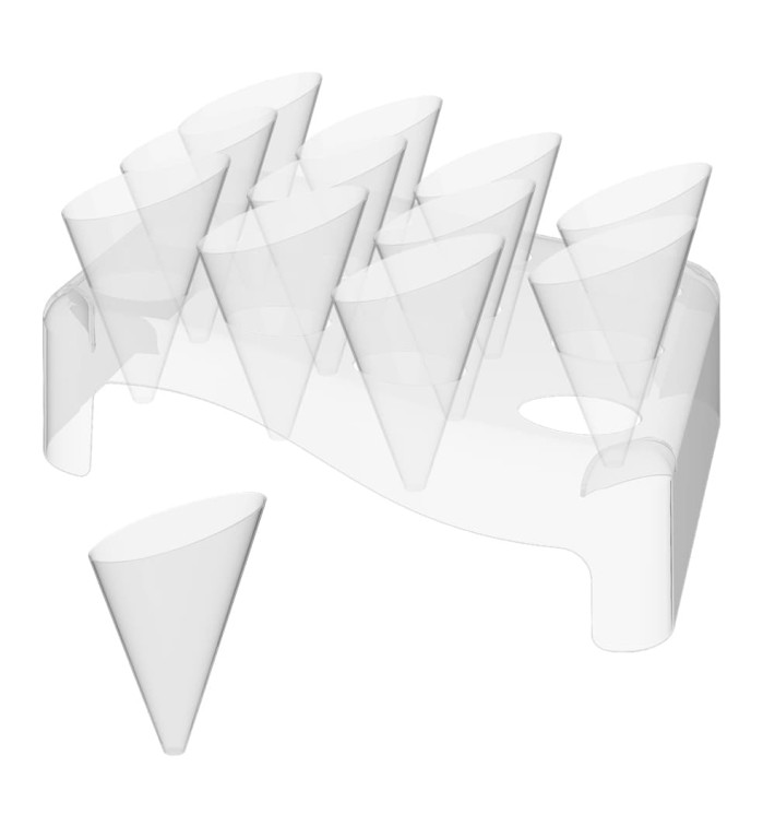 Plastic Serving Cones with Serving Cone Holder "Slice" 55ml 18x26cm (4 Kits)
