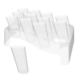 Plastic Serving Cones with Serving Cone Holder Clear 75ml 18x26cm (4 Kits)