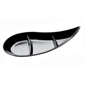 Tasting Sauce Bowl PS "Virgola" 3 Comp. Black 30 ml (50 Units)
