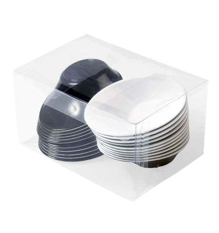 Plastic Bowl PS "Sodo" White and Black 50 ml (20 Units)