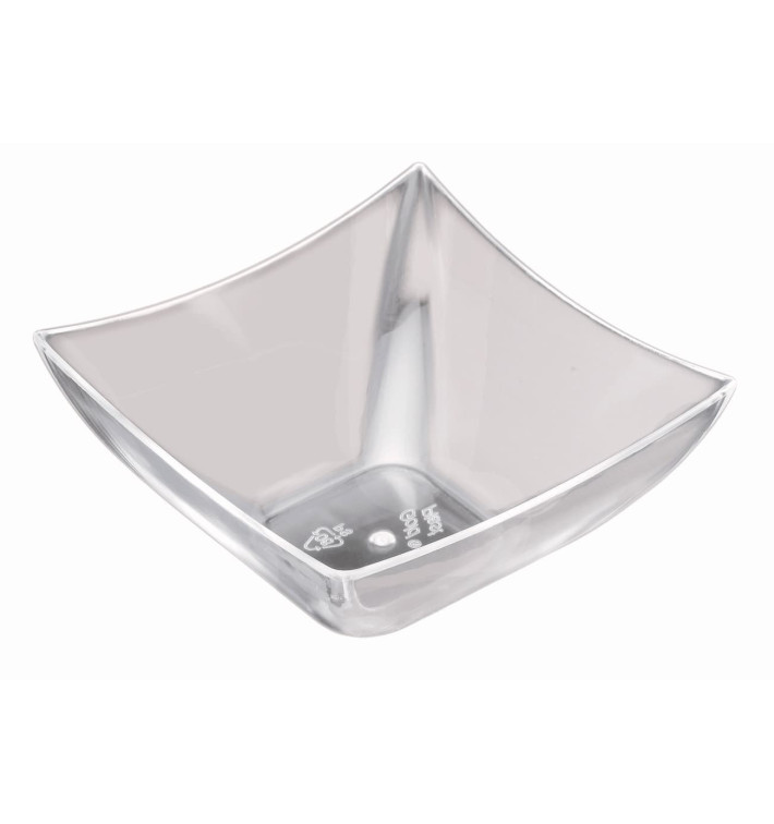 Tasting Plastic Bowl PS Square shape Clear 90 ml (25 Units) 