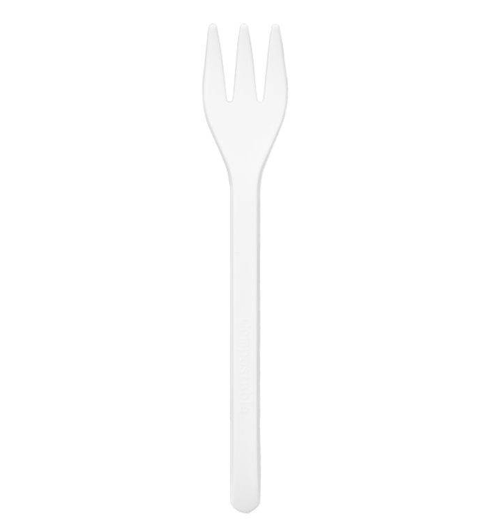 Plastic Tasting Mini Fork White 10cm (50 Units) 