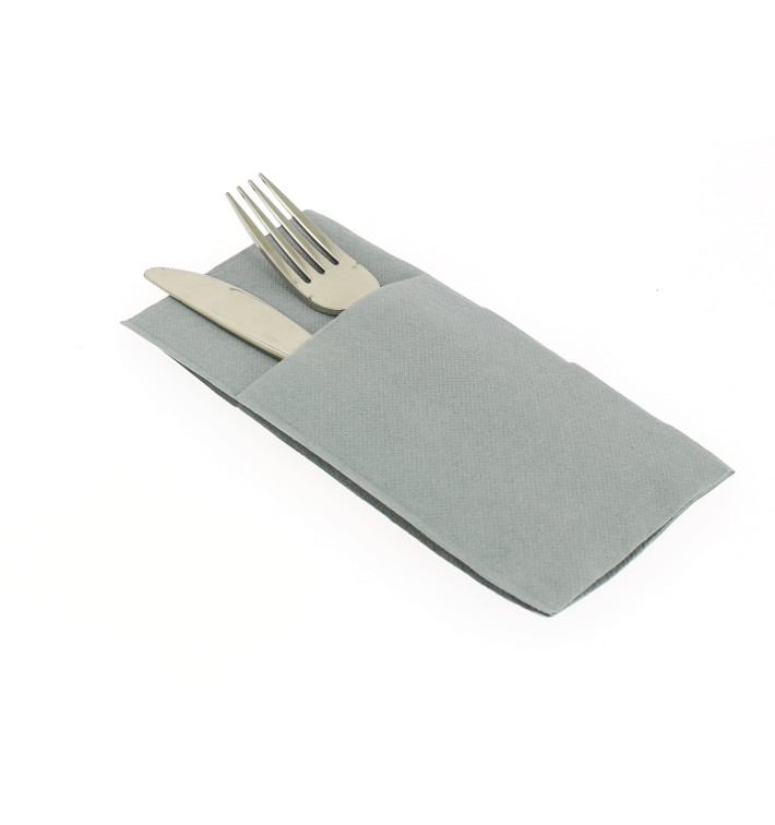 Pocket Fold Paper Napkins Grey 40x40cm (30 Units) 