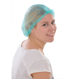 Disposable Bouffant Cap Accordion PP Green 1 Gum Ø53cm (100 Units)  