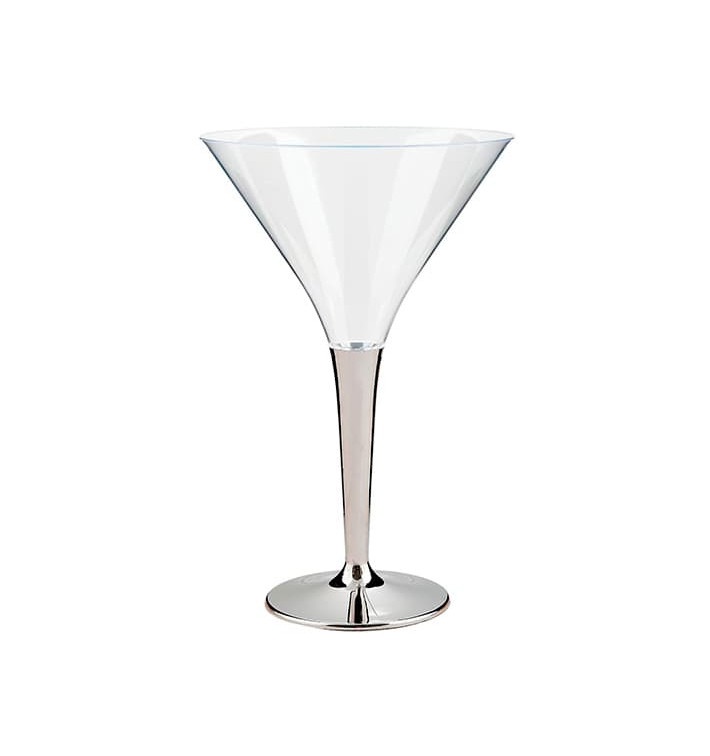 Plastic Stemmed Glass Cocktail Silver 100 ml (6 Units) 