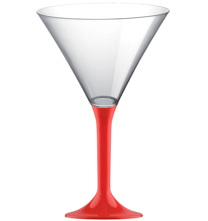 Plastic Stemmed Glass Cocktail Red 185ml 2P (40 Units)