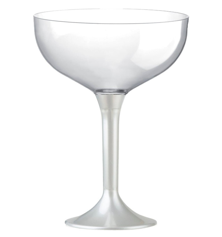 Plastic Stemmed Flute White Pearl 200ml 2P (200 Units)