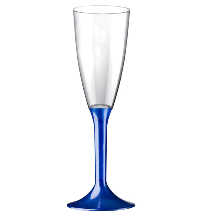 Plastic Stemmed Flute Sparkling Wine Blue Pearl 120ml 2P (200 Units)