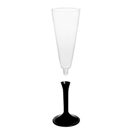Plastic Stemmed Flute Sparkling Wine Black 160ml 2P (200 Units)