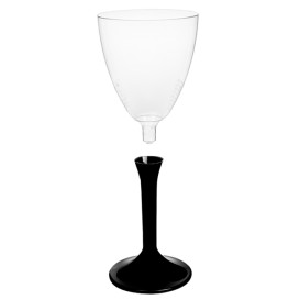 Plastic Stemmed Glass Wine Black Removable Stem 180ml (200 Units)