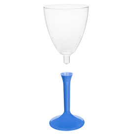 Plastic Stemmed Glass Wine Blue Mediterranean Removable Stem 180ml (40 Units)