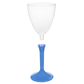 Plastic Stemmed Glass Wine Blue Clear Removable Stem 180ml (200 Units)