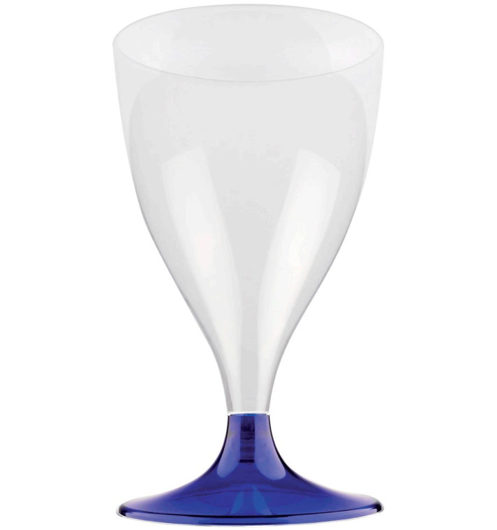 Plastic Stemmed Glass Wine Blue 200ml 2P (400 Units)