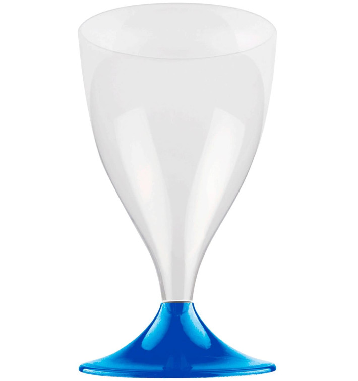 Plastic Stemmed Glass Wine Blue Mediterranean 200ml 2P (400 Units)