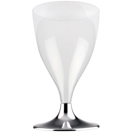 Plastic Stemmed Glass Wine Niquel Chrome 200ml 2P (400 Units)