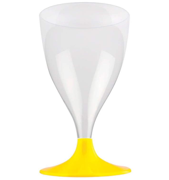 Plastic Stemmed Glass Wine Yellow 200ml 2P (20 Units)