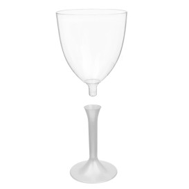 Plastic Stemmed Glass Wine White Pearl Removable Stem 300ml (40 Units)