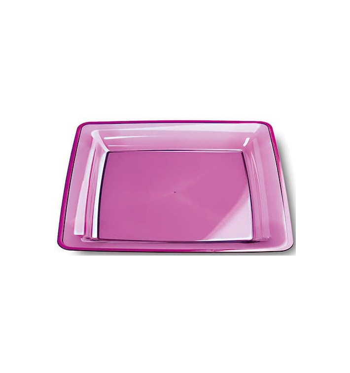 Plastic Plate Square shape Extra Rigid Eggplant 22,5x22,5cm (6 Units) 