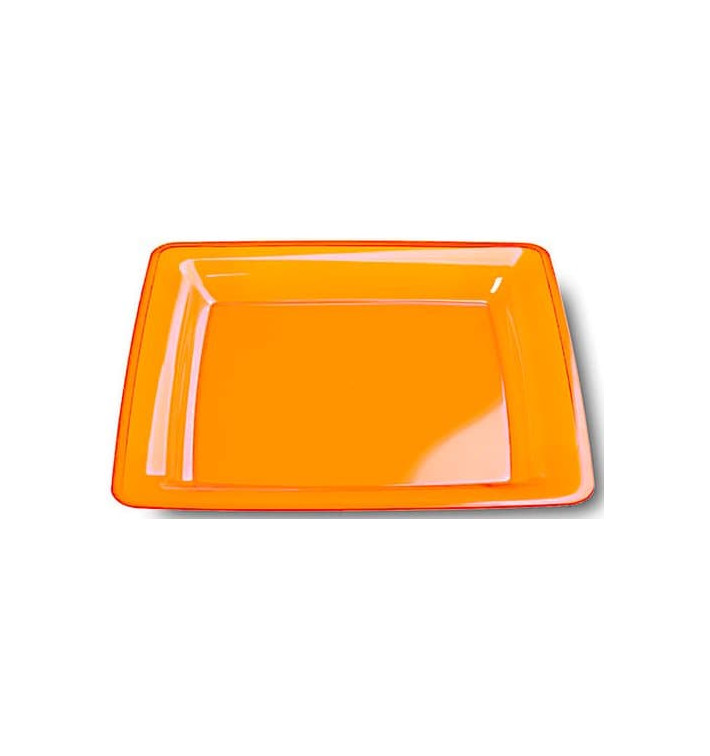 Plastic Plate Square shape Extra Rigid Orange 22,5x22,5cm (6 Units) 