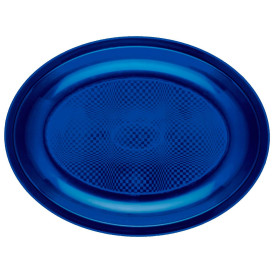 Plastic Platter Microwavable Oval Shape Blue "Round" 25,5x19 cm (50 Units) 
