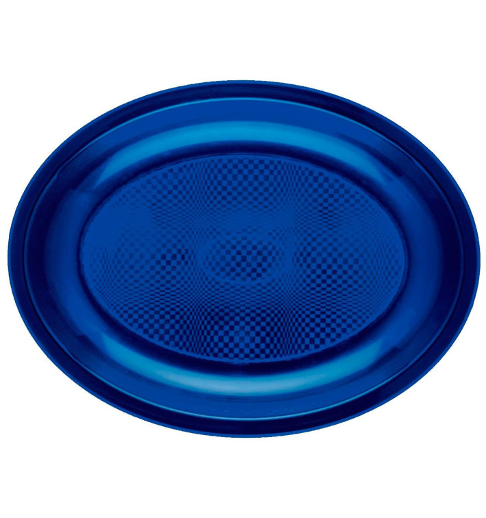 Plastic Platter Microwavable Oval Shape Blue "Round" 25,5x19 cm (600 Units)