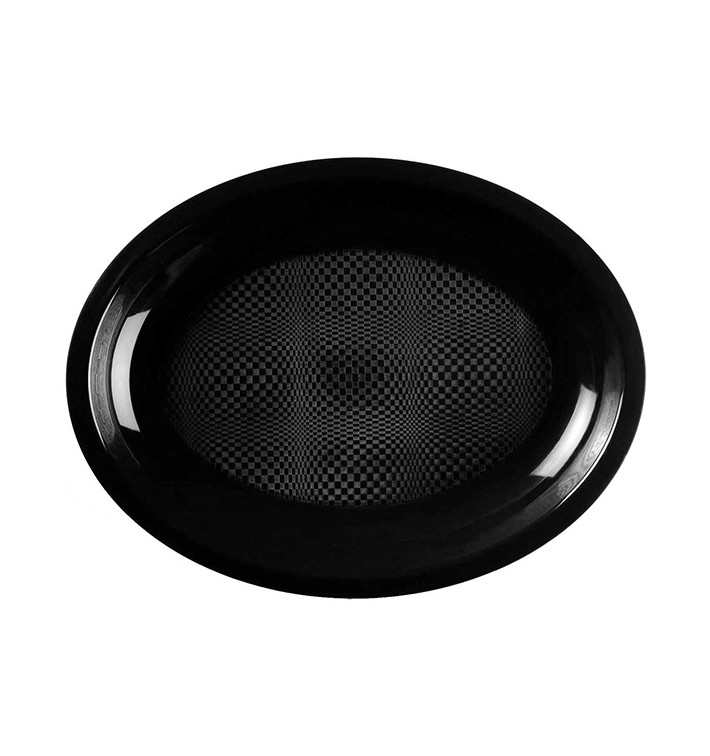 Plastic Platter Microwavable Oval Shape Black "Round" 31,5x22 cm (300 Units)