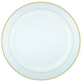 Plastic Plate Extra Rigid with Border Gold 19cm (200 Units)