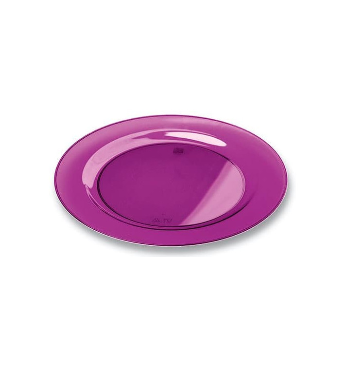 Plastic Plate Round shape Extra Rigid Eggplant 23cm (6 Units) 