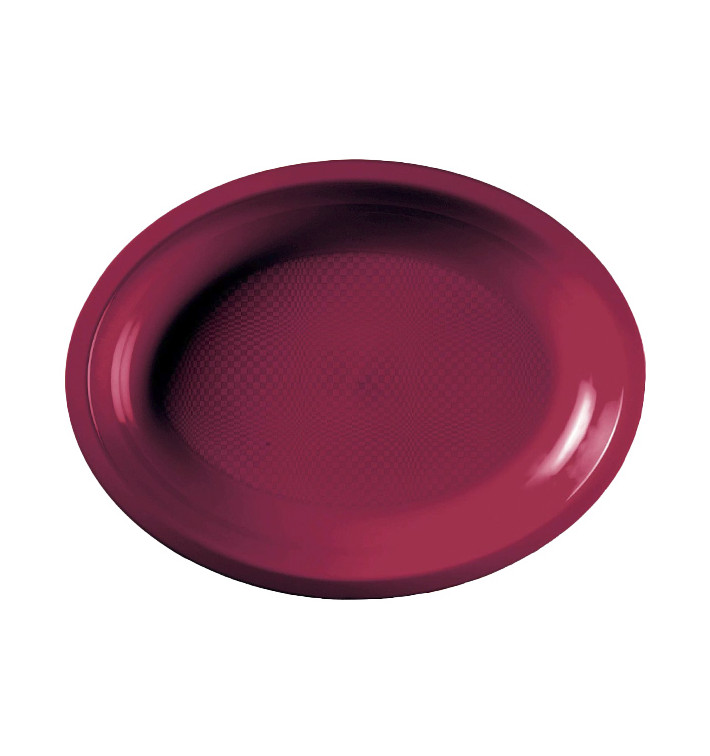 Plastic Platter Microwavable Oval Shape Burgundy "Round" 31,5x22 cm (300 Units)