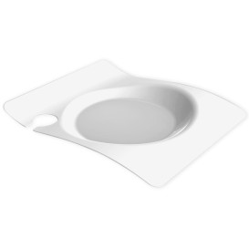 Plastic Plate with Glass Holder PS "Forma" White 22x18 cm (12 Units) 