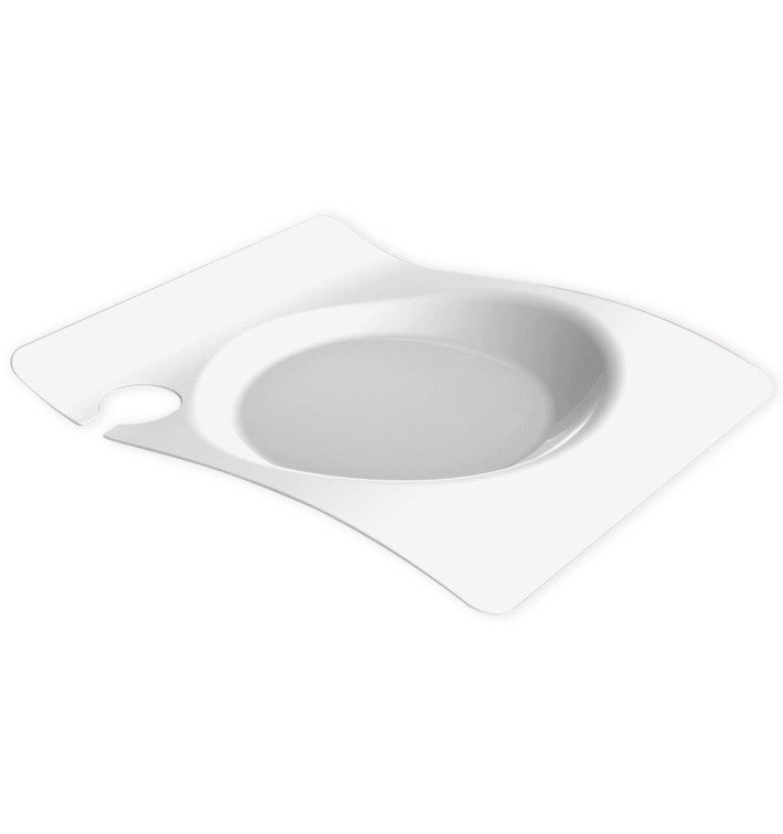 Plastic Plate with Glass Holder PS "Forma" White 22x18 cm (180 Units)