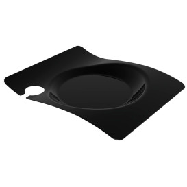 Plastic Plate with Glass Holder PS "Forma" Black 22x18 cm (180 Units)