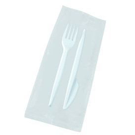 Plastic Cutlery kit PS Fork and Knife White (25 Units)