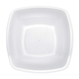 Plastic Plate Deep White Square shape PP 18 cm (25 Units) 