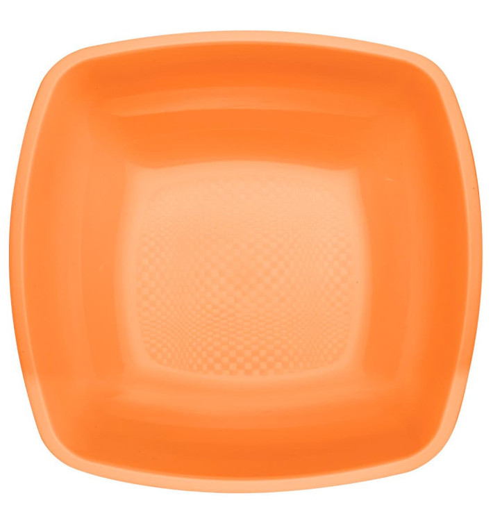 Plastic Plate Deep Orange Square shape PP 18 cm (25 Units) 