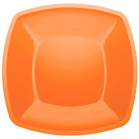 Plastic Plate Flat Orange Square shape PS 30 cm (144 Units)