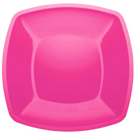 Plastic Plate Flat Fuchsia Square shape PS 30 cm (144 Units)